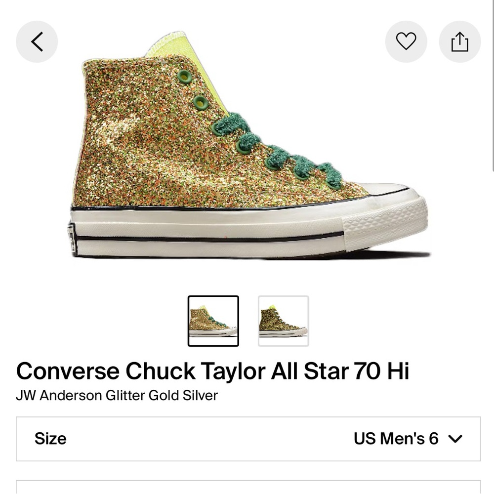 JW Anderson x Converse Chuck Taylor All Star 70 Hi Top Silver & Gold Glitter